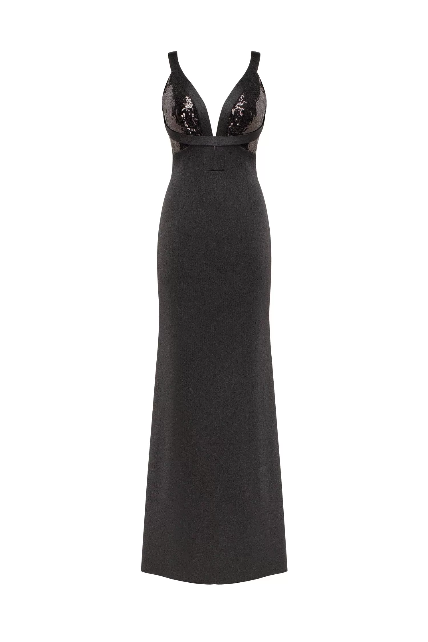 Show-stealer black maxi dress with a V-neckline, Smoky Quartz