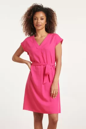 Smashed Lemon Fuchsia Linen Short Dress