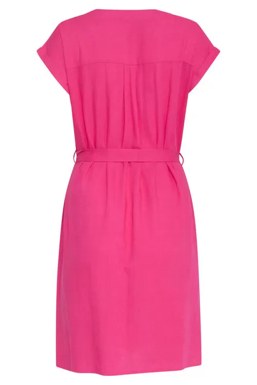 Smashed Lemon Fuchsia Linen Short Dress