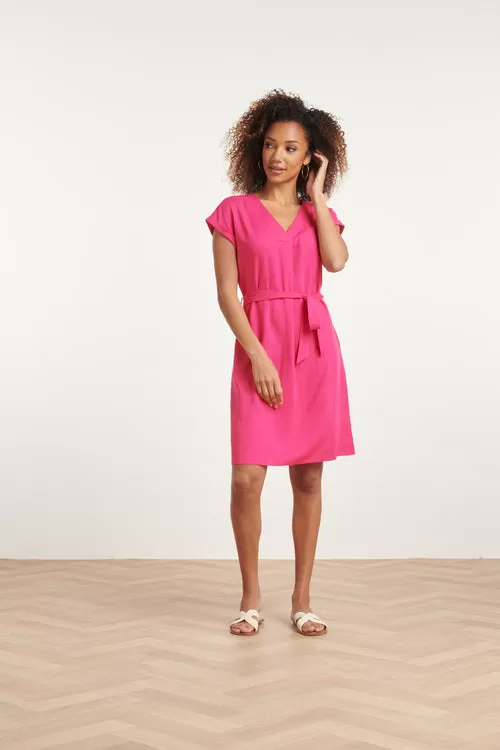 Smashed Lemon Fuchsia Linen Short Dress