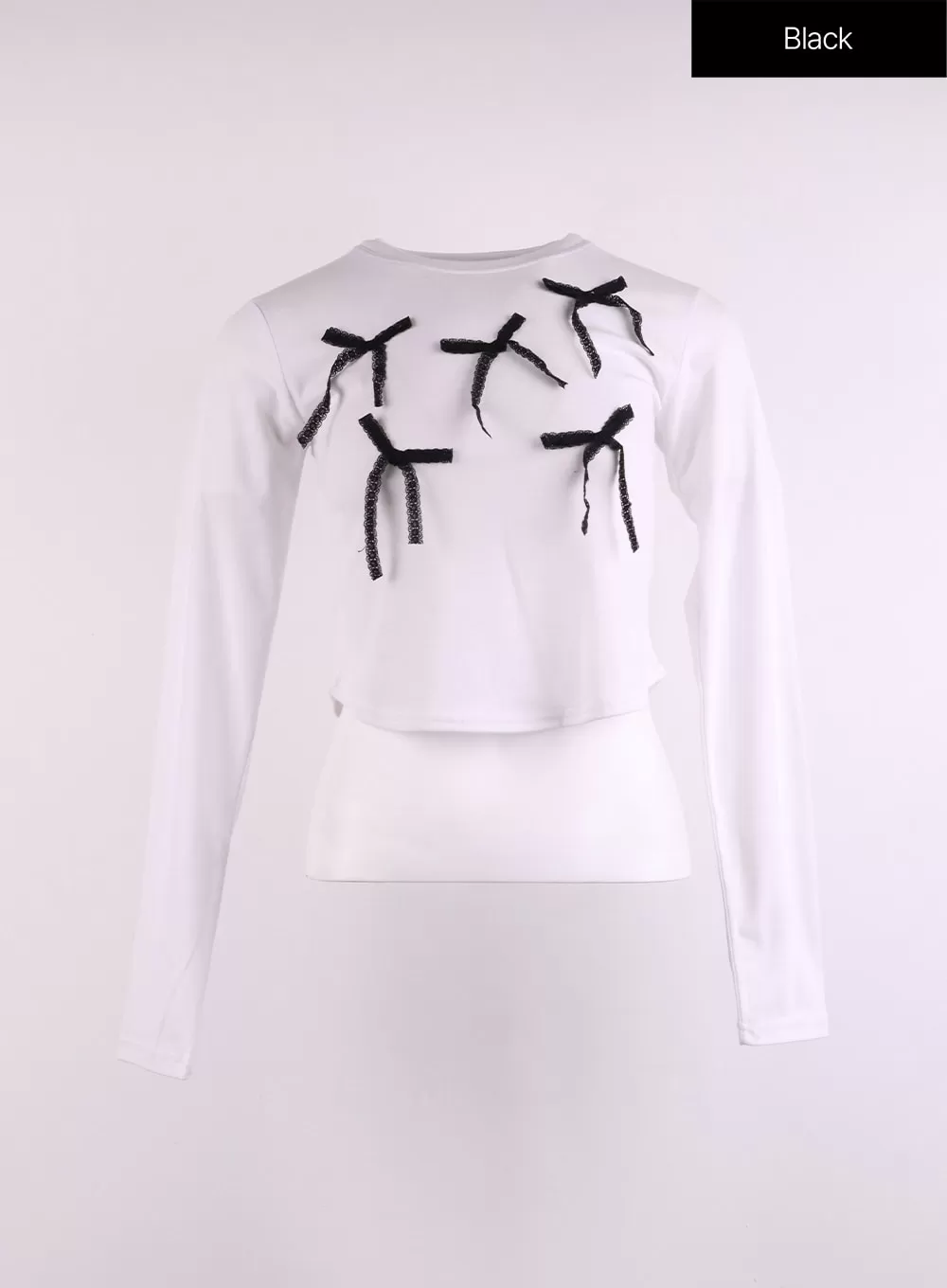 Solid Bowknot Long Sleeve Top CJ425