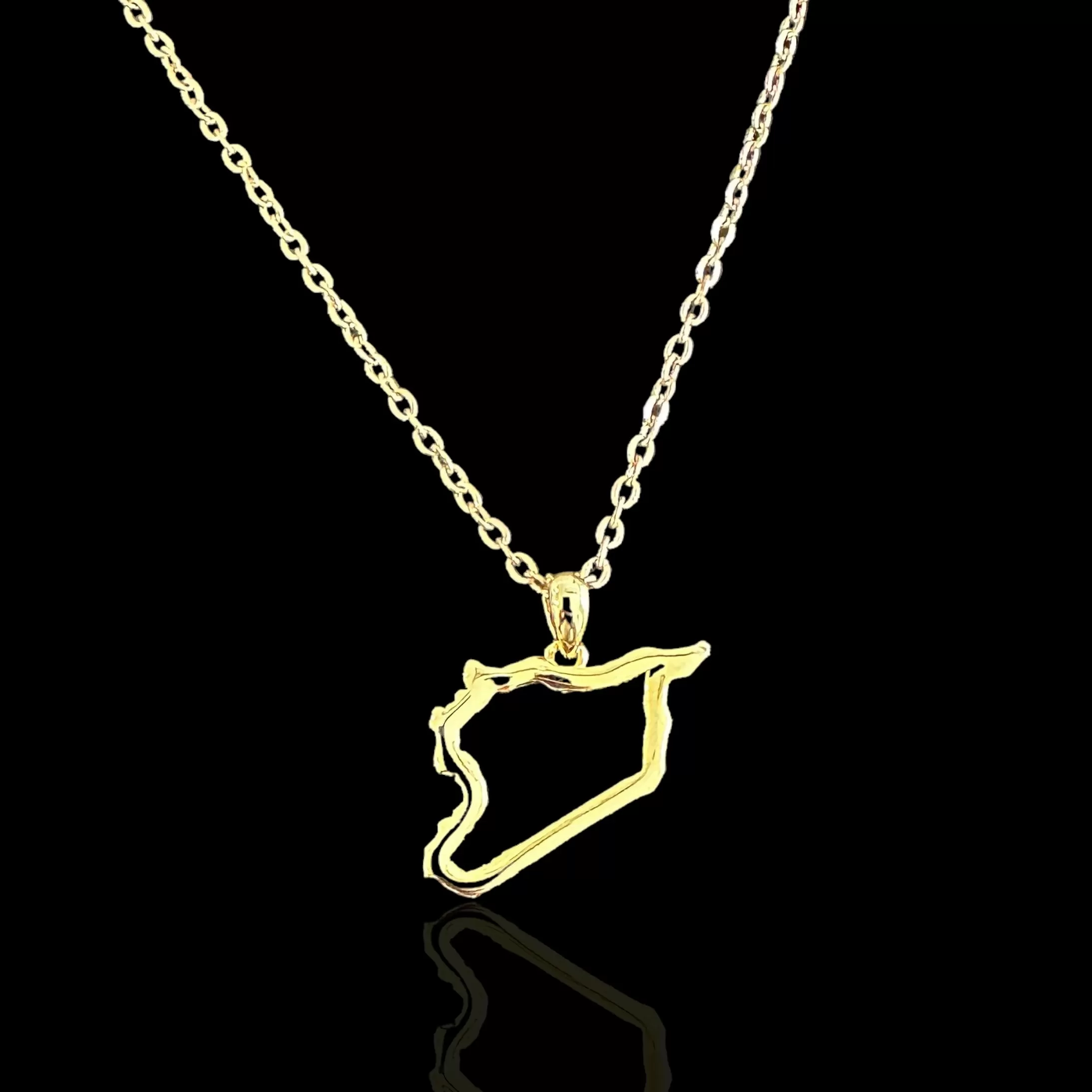 Sterling Silver Syria Map Outline Necklace - Available in 3 Colors