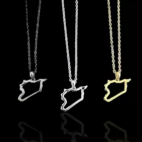 Sterling Silver Syria Map Outline Necklace - Available in 3 Colors