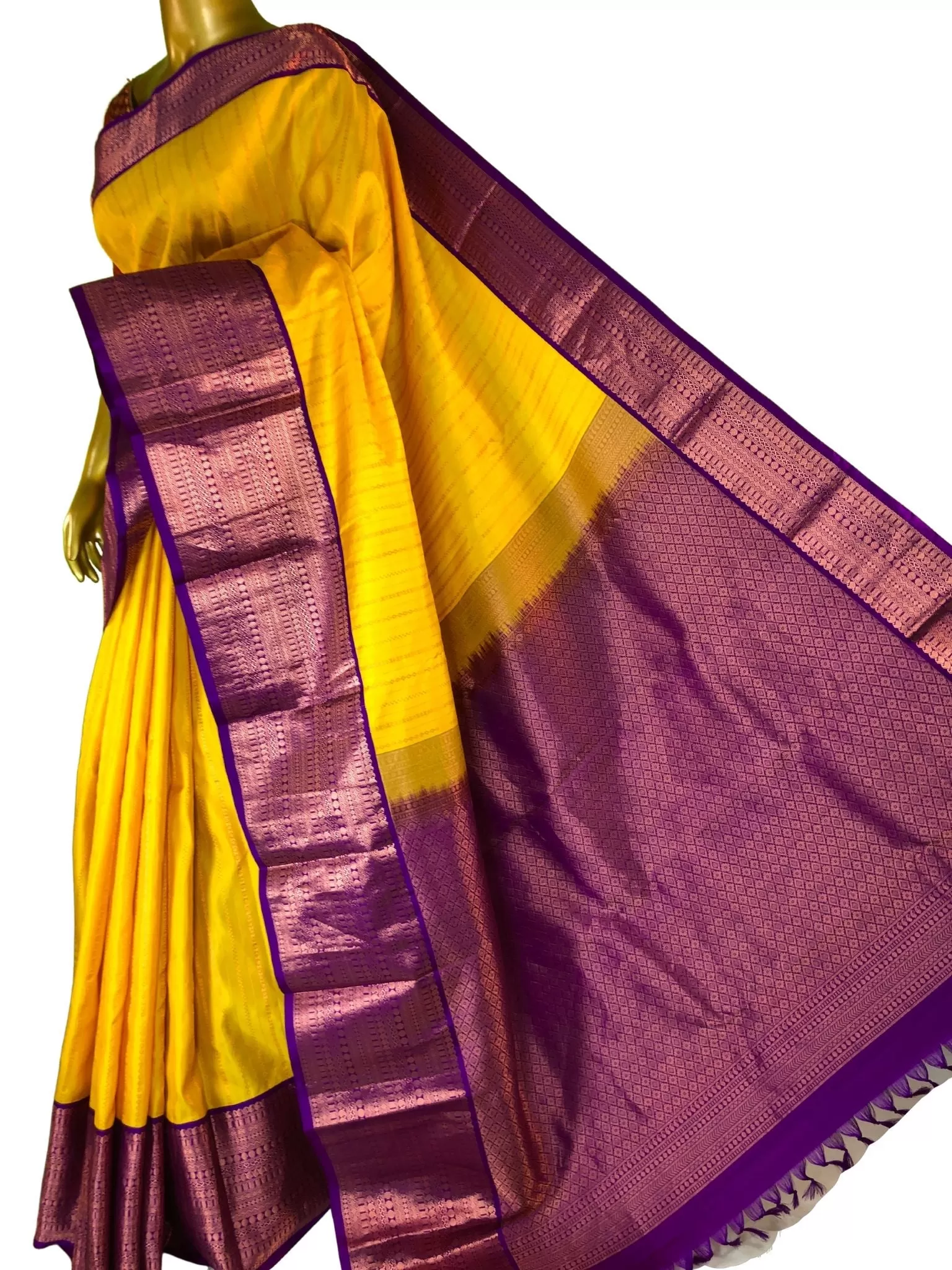 Sunflower Yellow Color Kanjeevaram Silk Saree