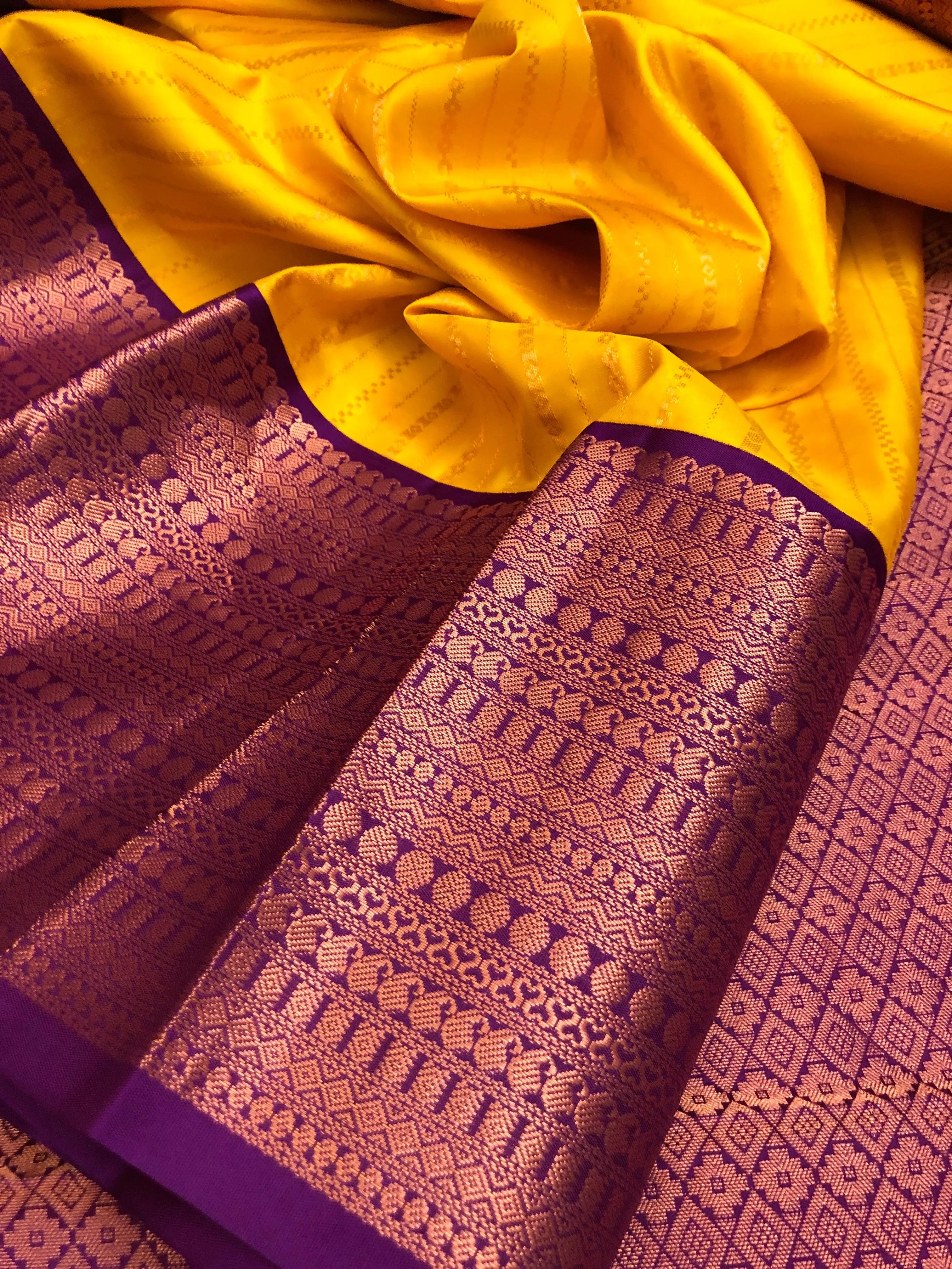 Sunflower Yellow Color Kanjeevaram Silk Saree