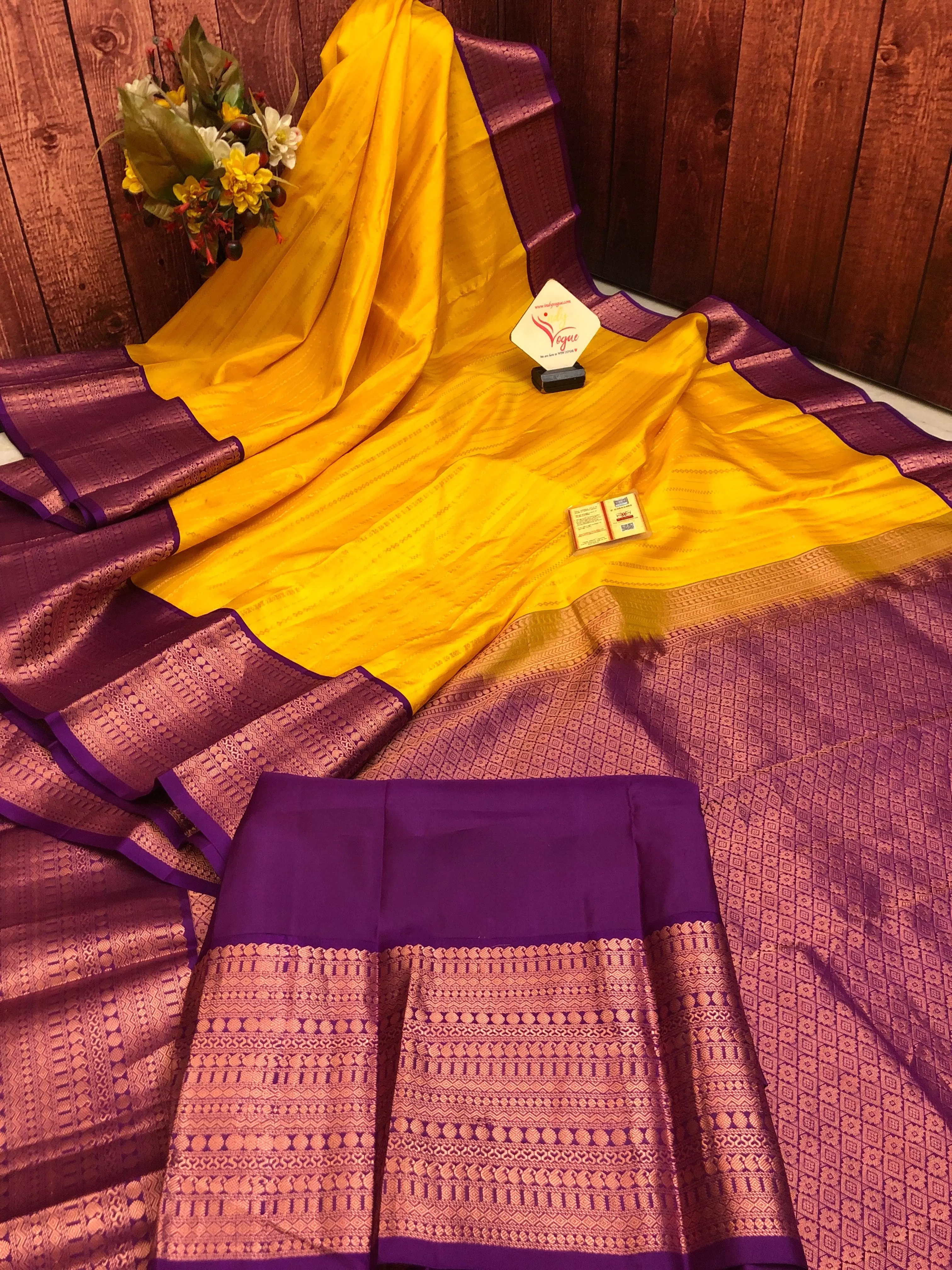 Sunflower Yellow Color Kanjeevaram Silk Saree