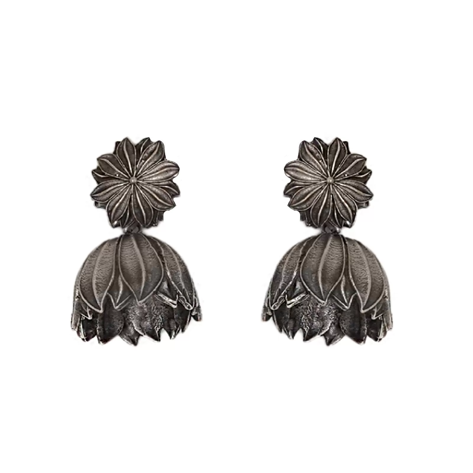 Teejh Vasana Silver Oxidised Floral Earrings