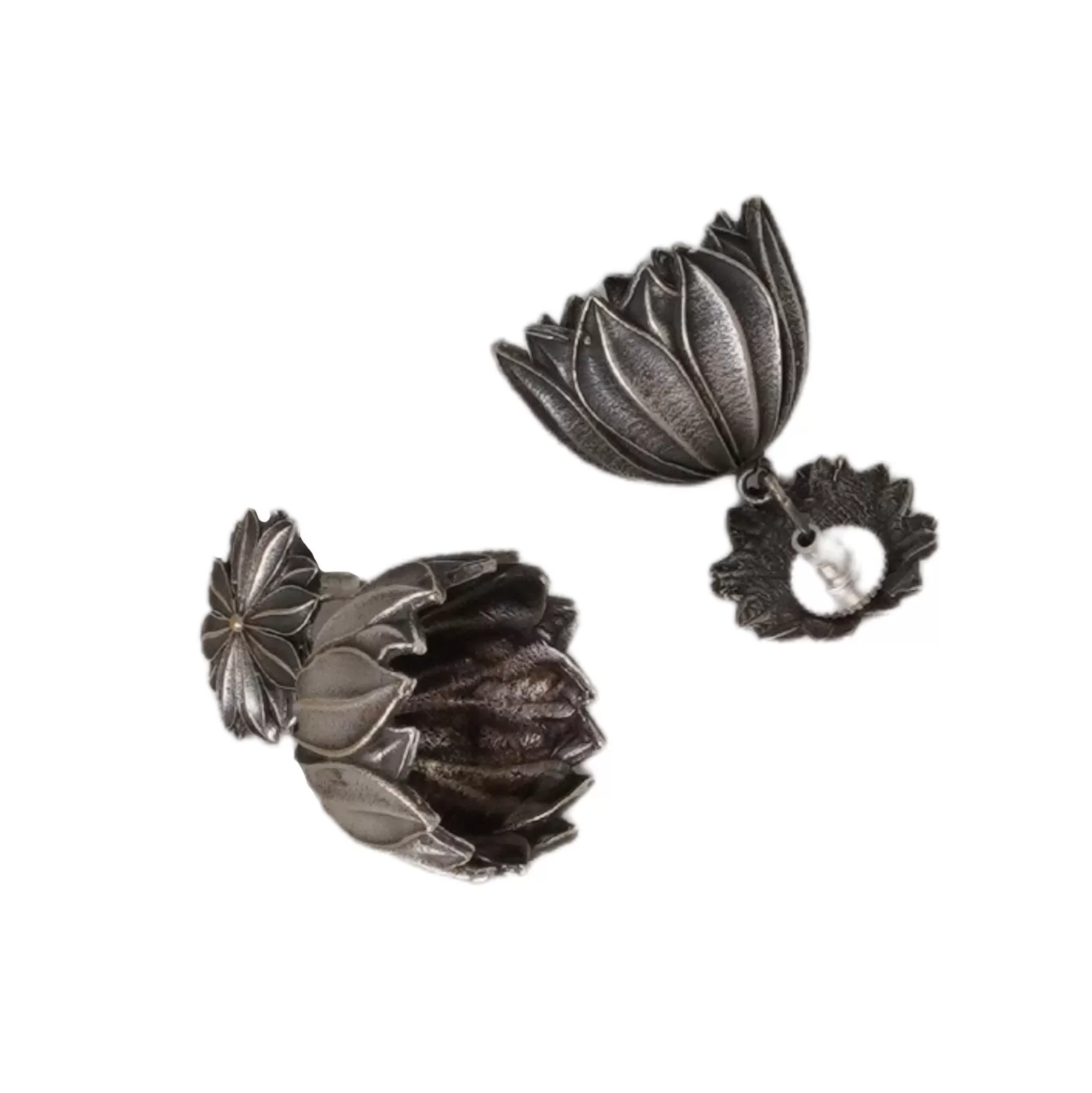 Teejh Vasana Silver Oxidised Floral Earrings