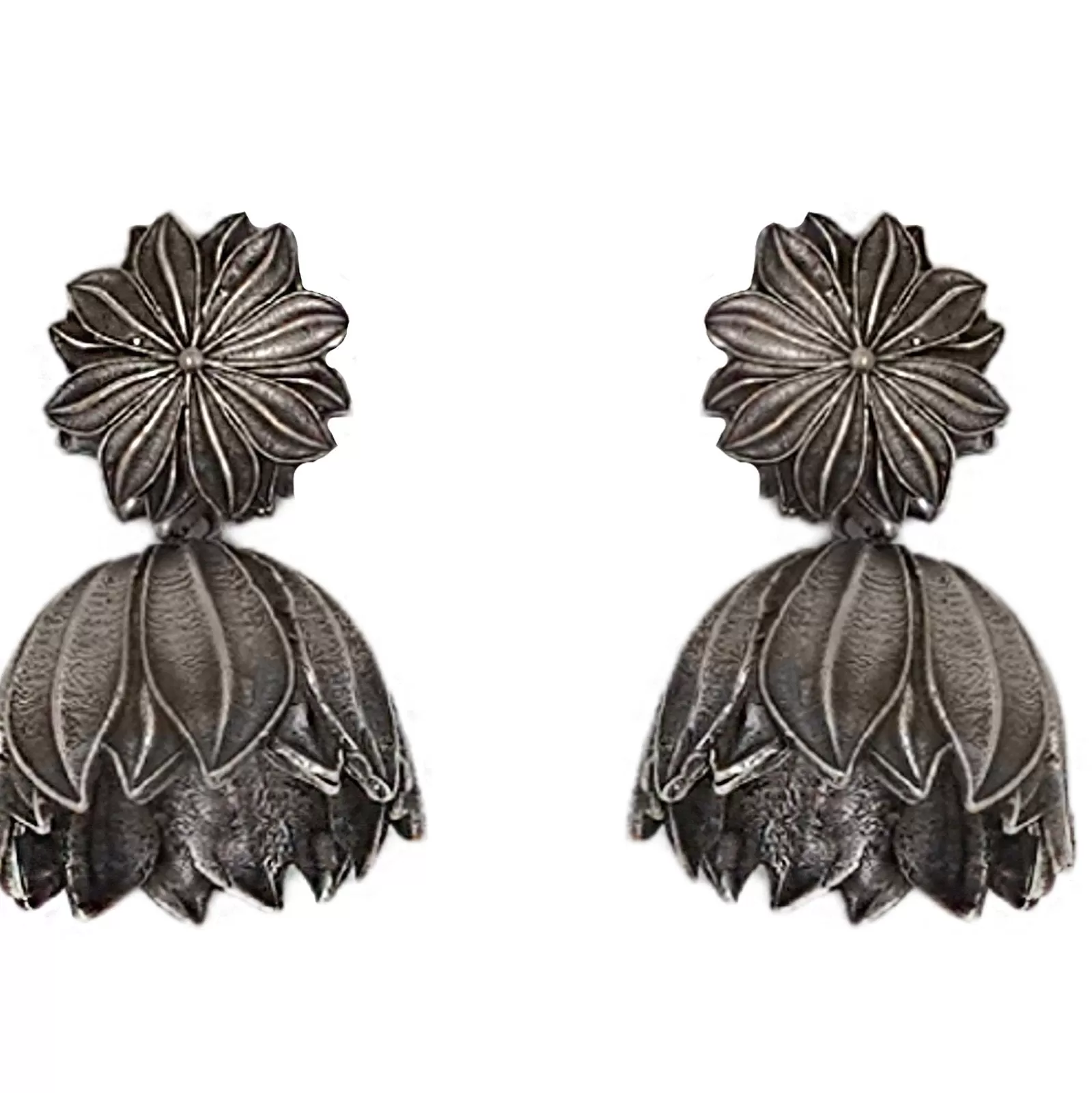 Teejh Vasana Silver Oxidised Floral Earrings