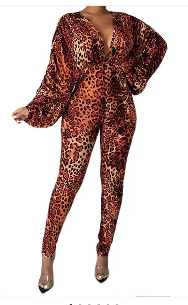 TWIN FITTED CHEETAH PRINT JUMPSUIT