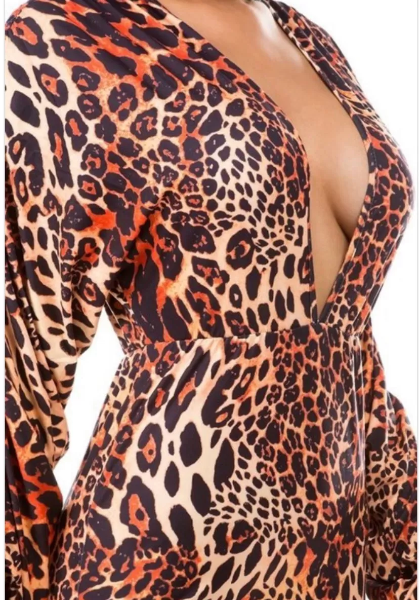 TWIN FITTED CHEETAH PRINT JUMPSUIT