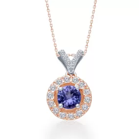 Two Tone Gold Tanzanite & Diamond Heirloom Pendant