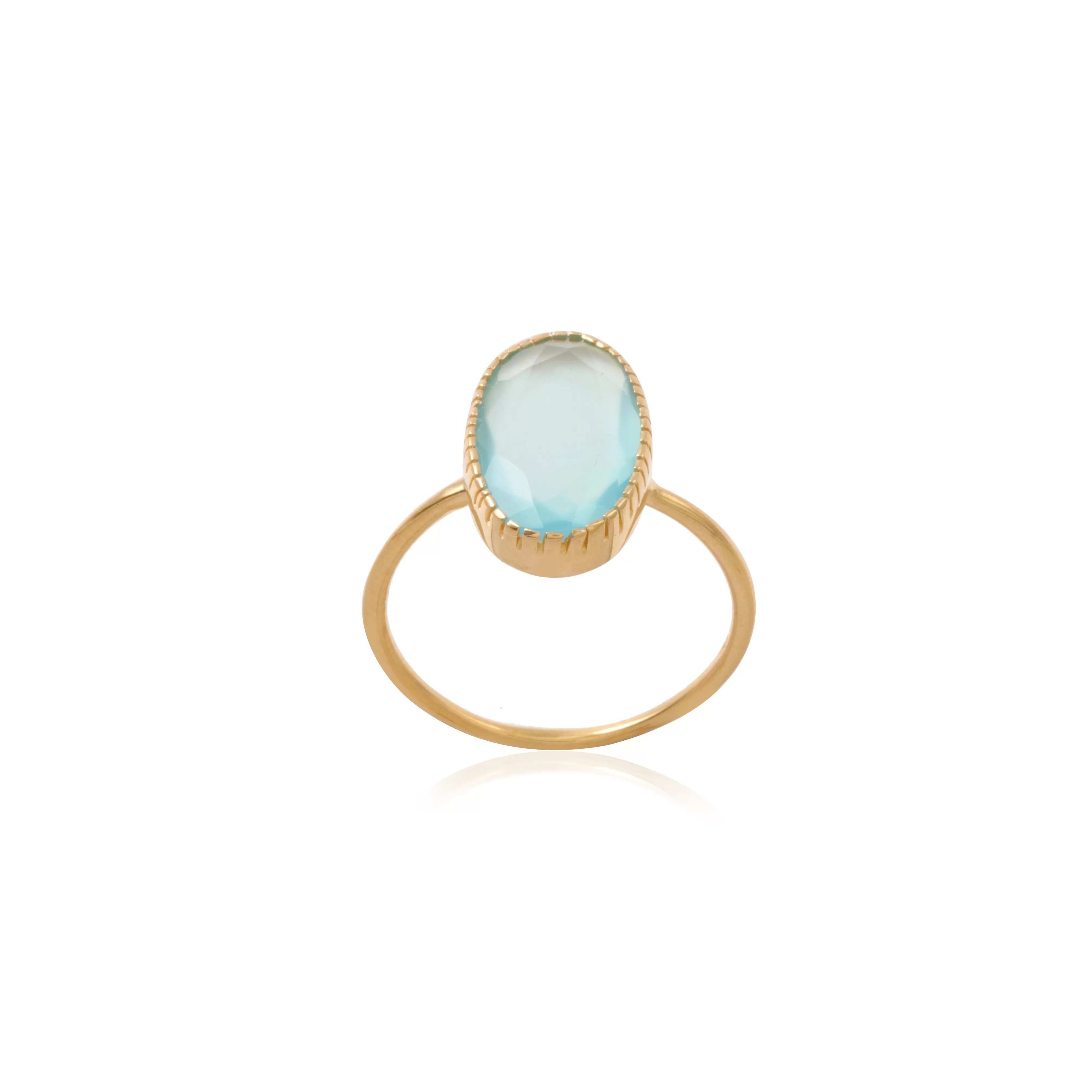 Vama | Neo Ring | Metal-Sterling Silver | Stone-Aqua Chalcedony | Finish-Shiny