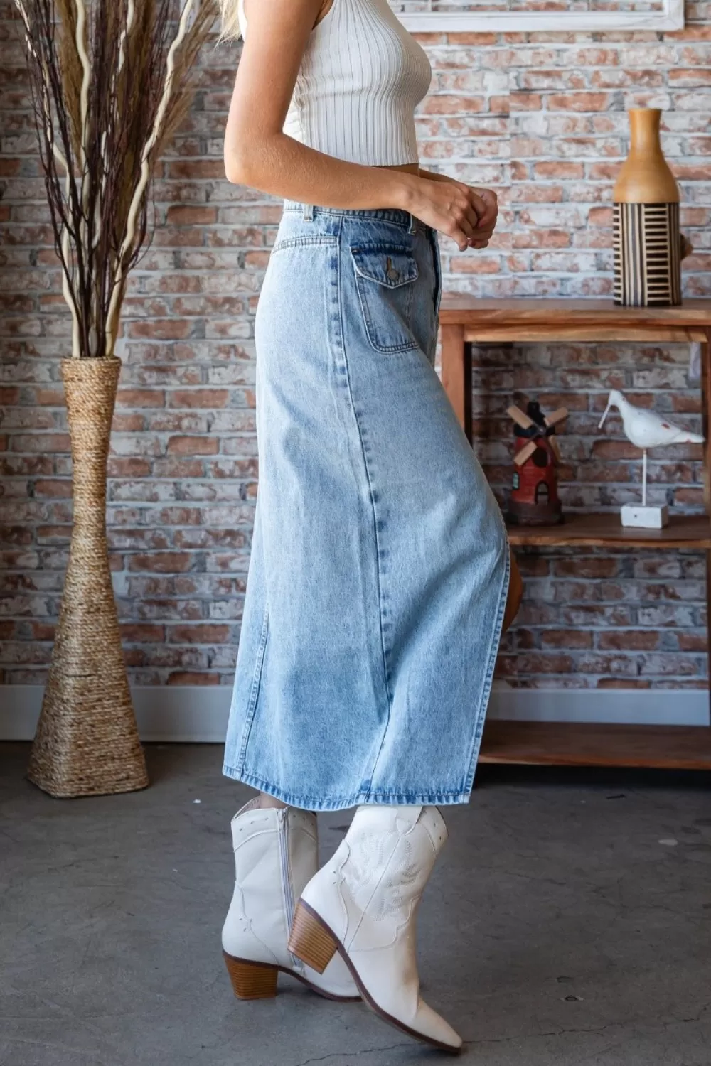 Veveret Jeansrock mit Schlitz und mittelhoher Taille