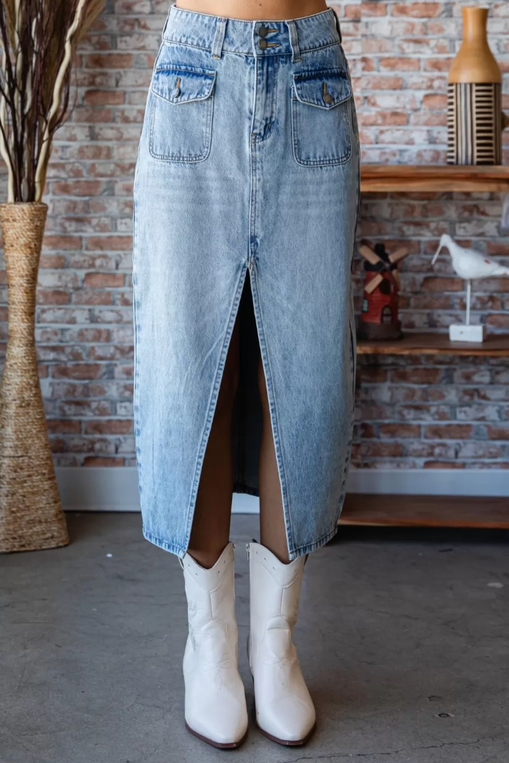 Veveret Jeansrock mit Schlitz und mittelhoher Taille