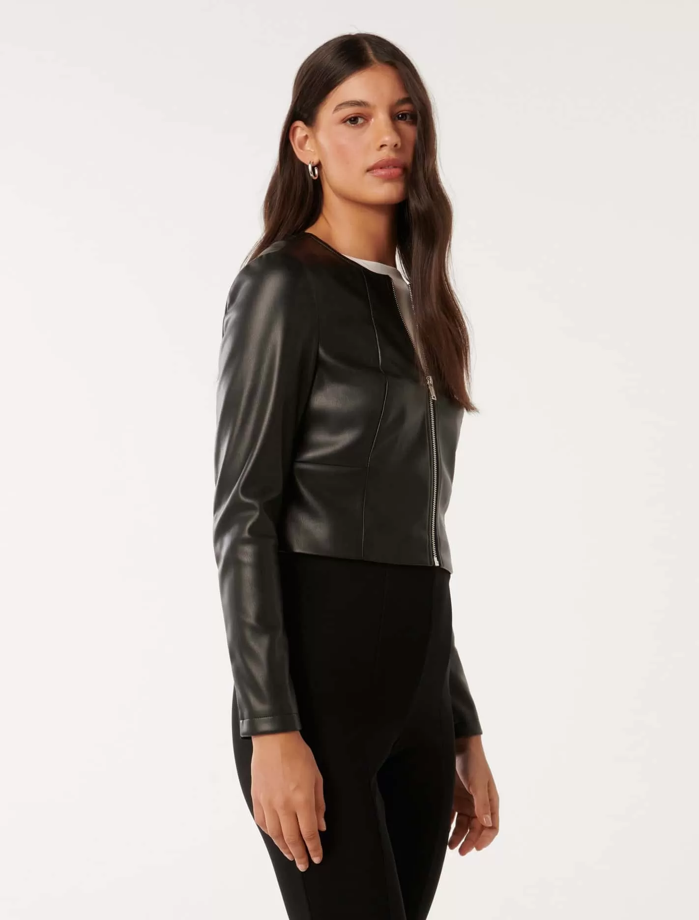 Vikki Collarless Pu Jacket