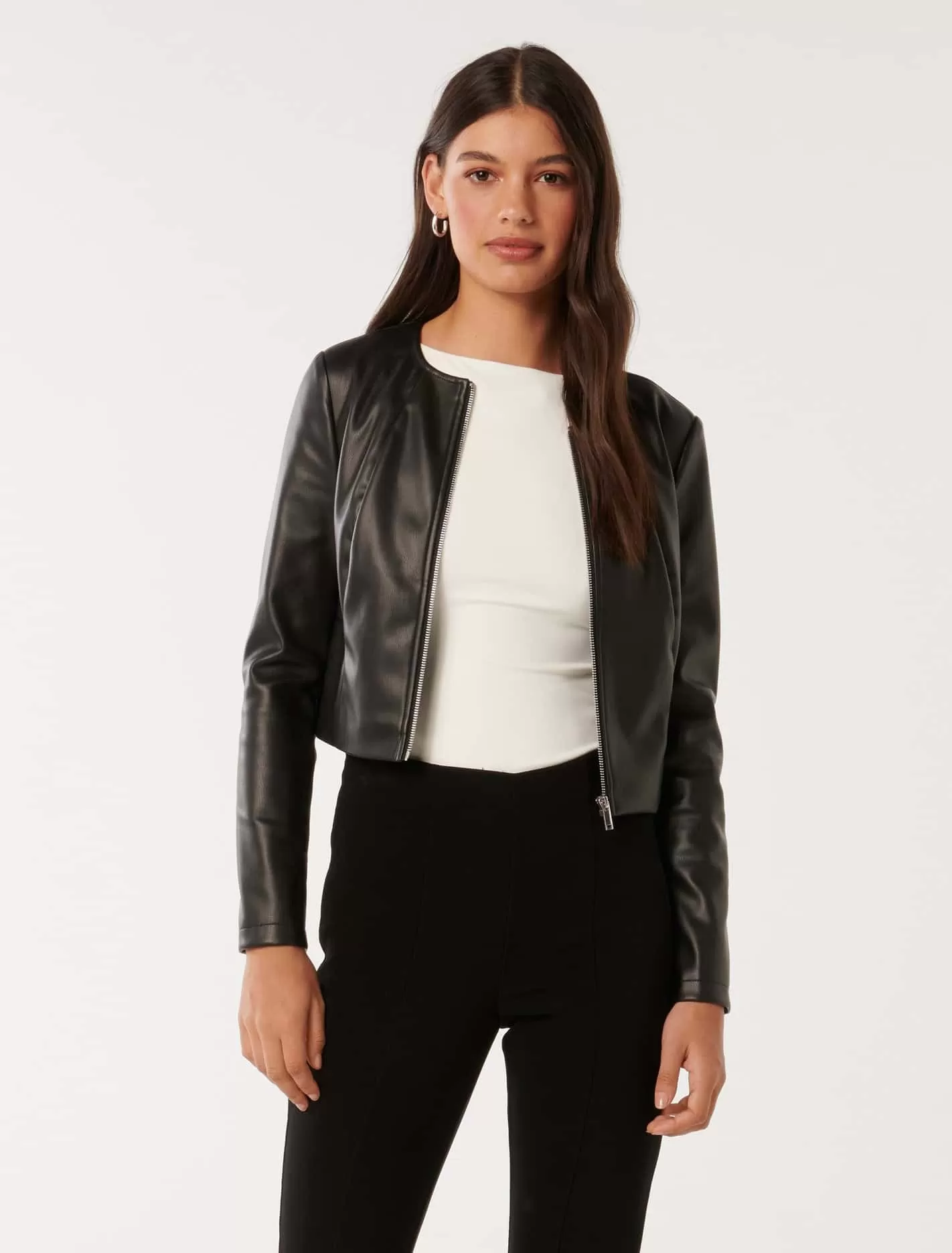 Vikki Collarless Pu Jacket