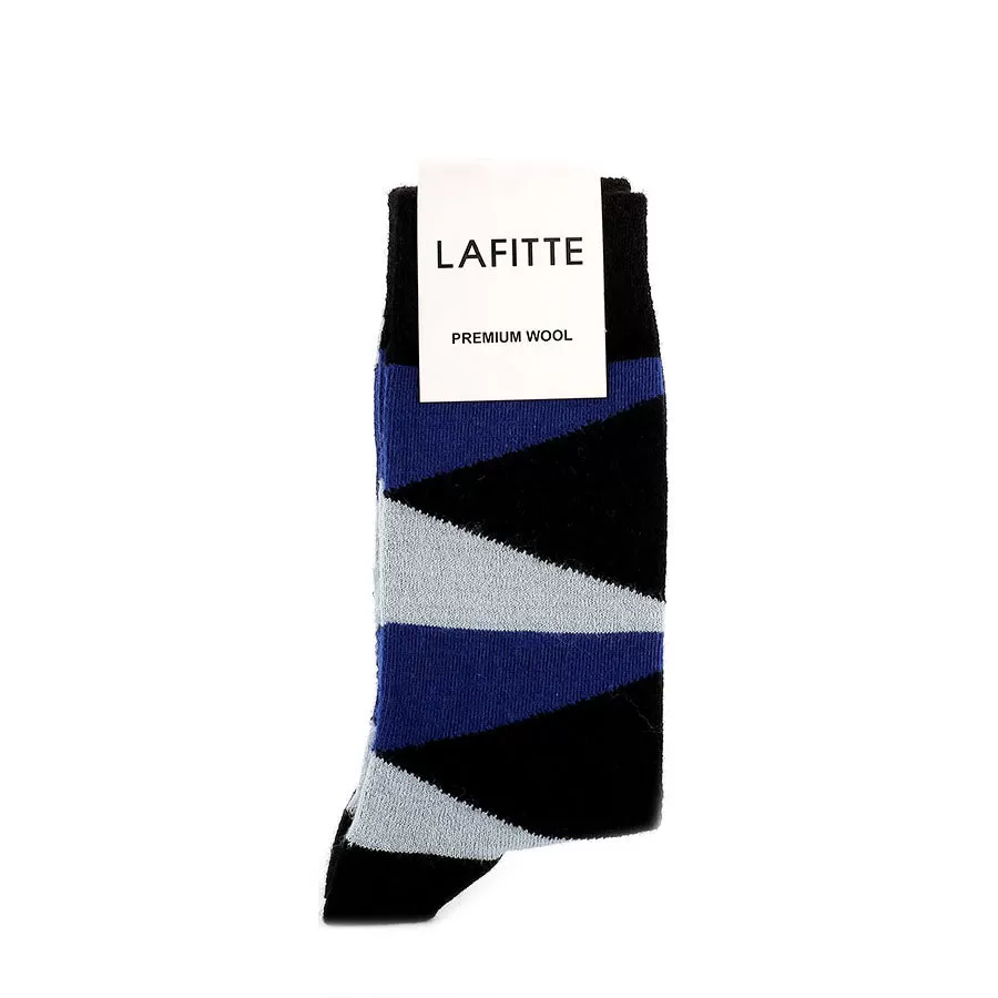 WOOL LARGE TRIANGLE SOCKS- BLACK