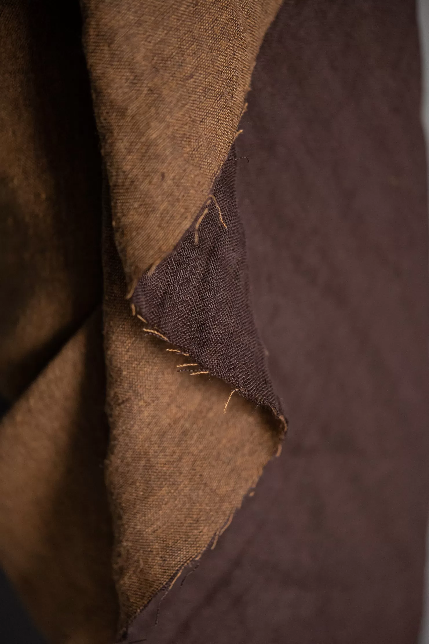 Wool Linen Double Gauze  in Coffee