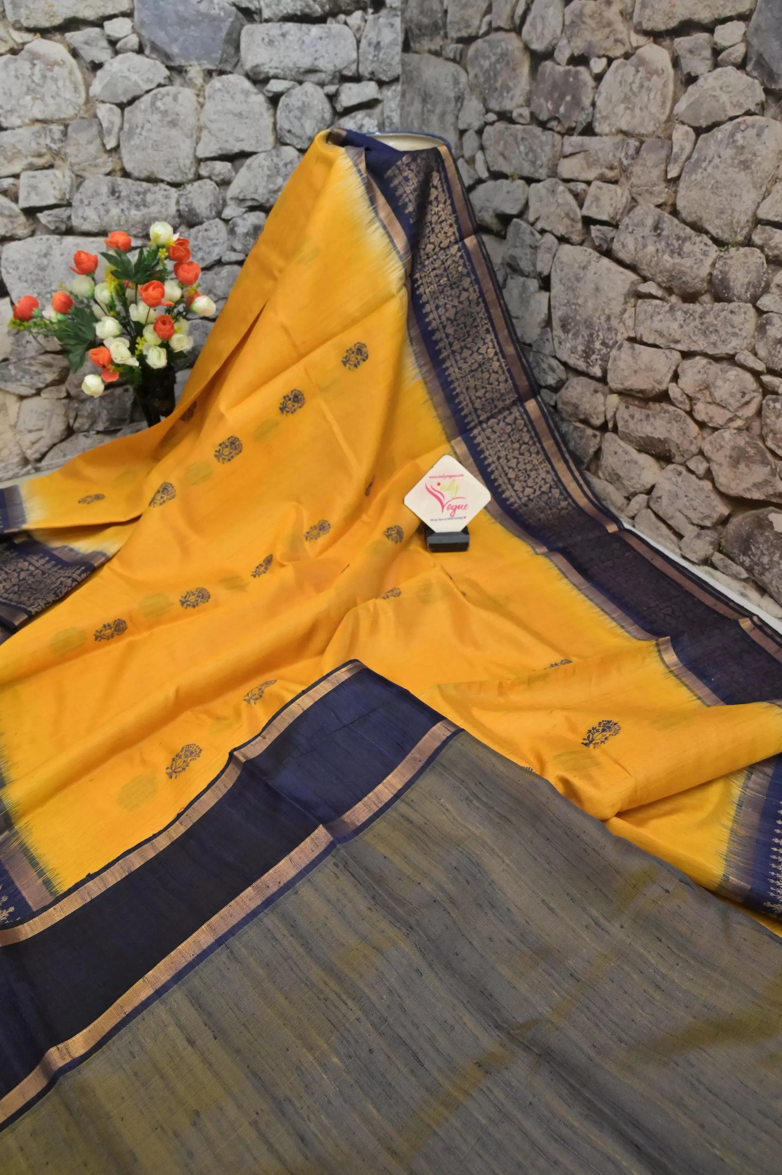 Yellow Color Dupion Silk Saree with Hand woven Work and Jala Pallu