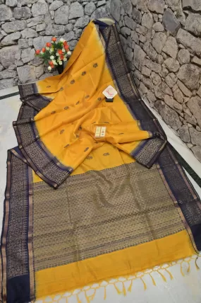 Yellow Color Dupion Silk Saree with Hand woven Work and Jala Pallu