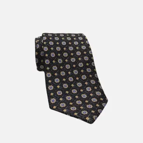 Z Richards Premium Silk Tie in Black - Made in the USA - Floral and Diamond-Shaped Patterns